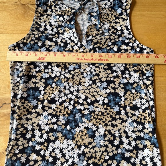 MICHAEL KORS DRESS TIE NECK JERSEY STRETCH BLACK WHITE DITZY FLORAL RUFFLE XS - Picture 9 of 12